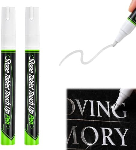Grabstein Stift Wasserfest,2 Stück Grabstein Farbe Wetterfest Schrift Stift | Tombstone Marker Pen für Wiederherstellen Verblasster Grabinschriften, Lackstifte für Malen, Steine, Grabstein, Metall, Holz