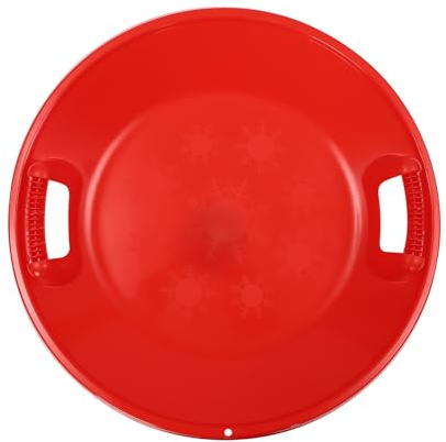 Klassischer roter runder Schnee-Untertassen-Schlitten, strapazierfähiger kältebeständiger Kunststoff-Scheibenschlitten mit Griffen, Downhill Snow Scooter für Downhill Rodeln, Winter Outdoor-Sport