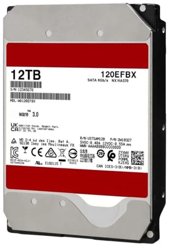 YJCEBGPED Disco rigido interno HDD Nas da 12TB Disco rigido interno SATAIII da 3,5 HD 7200RPM 6Gb/s for registratore CCTV DVR NVR OEM WD120EFBX