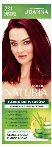 Joanna Naturia Color Haarfarbe für Frauen - Sorgt für Lang Anhaltende Farbe - Enthält Aloe vera und Mandelöl - Attraktive und Tiefe Haarfarbe - Farbe Rote Johannisbeere