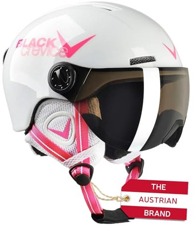 Black Crevice Kinder Visierhelm Leogang, weiß Shiny/pink, 52-54 cm…