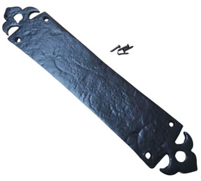 S & S International Cast Iron 12 Fleur De LYS Finger Door Push Plate, Black Antique, Decorative Door Plate for Home, Restaurant, Pubs, Hotels Doors, 300mm