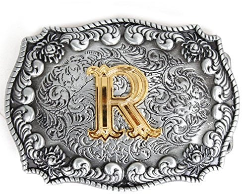Herren-Gürtelschnallen, englischer Buchstabe in 3D, Westernstil, Cowboy-Alphabet, Initiale, Gürtelschnallen für Herren Gr. onesize, R