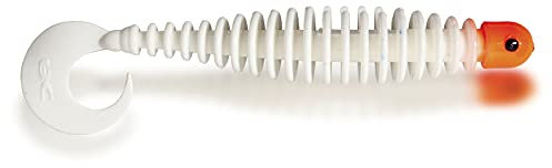 Black Cat Premium Curly Worm Gummifisch mit Lamellen Angelköder zum Wels Angeln Spinnfischen, red Head, 17 cm