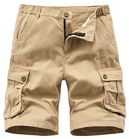 APTRO Mens Cargo Shorts Combat Casual Cotton Shorts with Multi Pockets Workwear Khaki CS05 42