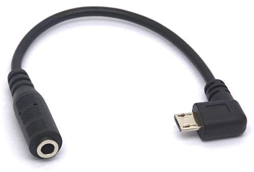 Tomost - Cavo angolato da 3,5 mm per microfono, adattatore da Micro-USB maschio a 90 gradi a connettore da 3,5 mm femmina, per cuffie, AUX, audio e microfoni lavalier, 15 cm