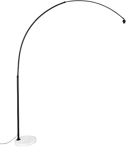 Qazqa - Moderne schwarze Bogenlampe mit weißem, verstellbarem Gestell ohne Schirm - XXL I Wohnzimmer I Schlafzimmer - Stahl Länglich - LED geeignet E27