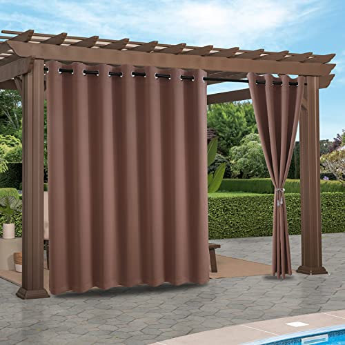 Clothink Outdoor Vorhang Ösen 254x305cm Braun Anti-Verblassen Winterschutz Sonnenschutz Sichtschutz Windschutz Wetterfest,Senkrechtmarkise Vertikalmarkise Terrasse Balkon Pergola