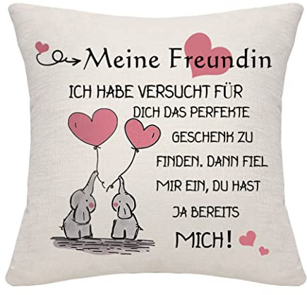 Bommex Freundin Geschenk Kissenbezug für Valentinstag, Jubiläum und Geburtstag von Freund