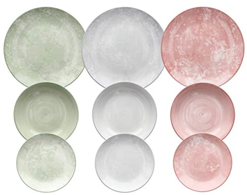 Tognana Petra - Juego de platos para 6 personas, 18 piezas, porcelana, multicolor