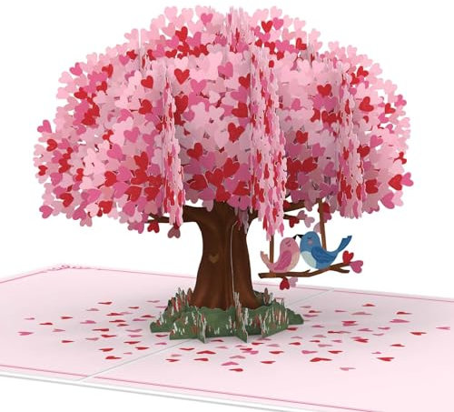 papercrush® Carte pop up « Arbre à cœurs avec tourterelles » - Carte d'amour 3D pour femmes et hommes pour l'anniversaire de mariage ou dire « Je t'aime » pour Saint Valentin, Carte de vœux romantique
