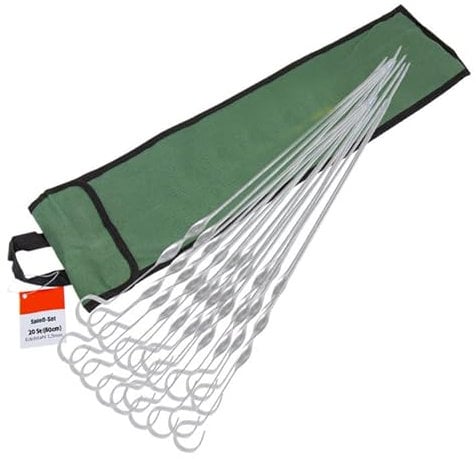 rukauf 20 Schaschlikspiesse Edelstahl mit Tasche (60cm)