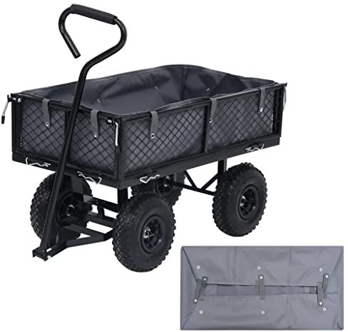 Home & Garden – Revêtement de chariot de jardin en tissu gris foncé 81 x 41 x 21 cm