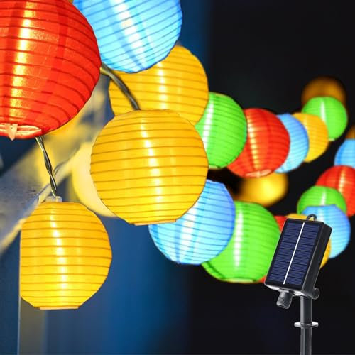 MOLVCE Lampions Lichterkette außen Solar 8M 30LEDs Lichterkette Laternen Innen 8 Modi Timer Outdoor Solarbetrieben Lichterkette Wetterfest für Garten Terrasse Balkon Hof Hochzeit Fest Deko, Bunt