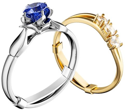 ELETIUO 12er Set gefüllte goldene/silberne Metall-Ringgrößenanpasser, unsichtbare Ringgrößen-Anpasser für lose Ringe, passend für Damen- und Herrenringe
