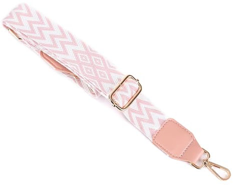 Taschengurte zum Wechseln Verstellbarer Schultergurt Breit 3,8cm, Längenverstellbarer 80-140cm Schulterriemen für Schultertasche Tragetaschen und Handtaschen,DIY Zubehör für Tasche,Rosa/Weiss