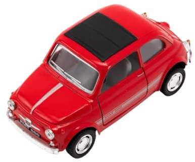 Easy Toys Modellauto kompatibel mit Vintage FIAT 500. Maßstabsgetreues Spielzeugauto mit zu öffnenden Türen. Automodellierung. (500c Rot)