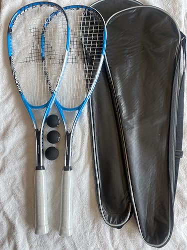 Generisch Pro Kennex Strike Blue/Silver Twin Squash Racket Set + 2 Full Covers + 3 Squash Balls