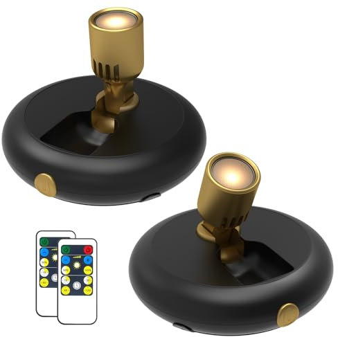 Wireless Spotlight Indoor,Battery Operated Wall Accent Lighting,LED Puck Lights with Remote,Plants Lighting/Uplight,Stick on Display Wall Sconce for Picture Painting Artwork Portrait Closet Home Decor