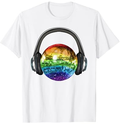 Kopfhörer Rainbow Disco Ball T-Shirt
