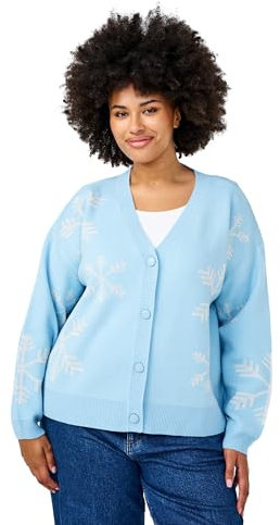 Zizzi Damen Große Größen Strickjacke Knöpfe Weihnachten Größe Gr L Cerulean Comb