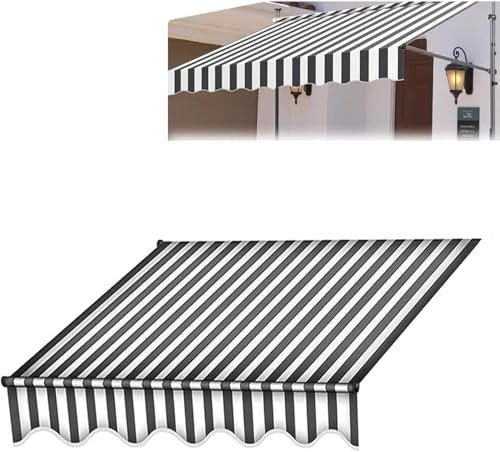 Tenda da sole impermeabile nera per patio esterno 3 x 2,5 m manuale retrattile baldacchino in tessuto fai da te manuale patio tenda per giardino