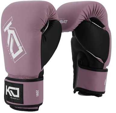 Picsil Kombat Guantoni da Boxe Kyros Fan, Guanti da Allenamento e combattimento per Muay Thai, MMA, Kickboxing, Design Unisex (Mauve, 10oz)