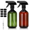 saerryor 2Pcs Amber Empty Plastic Spray Bottles 500ml Plastic Spray Bottles for Cleaning,Plants,Essential Oils,Hair Care,Refillable Empty Sprayer with Adjustable Nozzle for Squirt and Mist