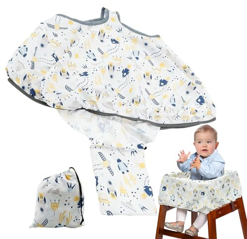 Ruwshuuk Einkaufswagen Schutzbezug Für Baby - Kinderwagen Abdeckung Mit Schutzfunktion | Weiche Schutzhülle Für Kinderwagen Mit Hochstuhl-Schutz Und Transportfunktion
