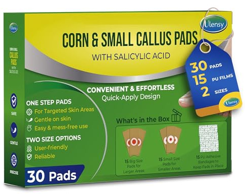 Corn Remover Pads for Feet Toes: 30-Pack Extra Strength Salicylic Acid