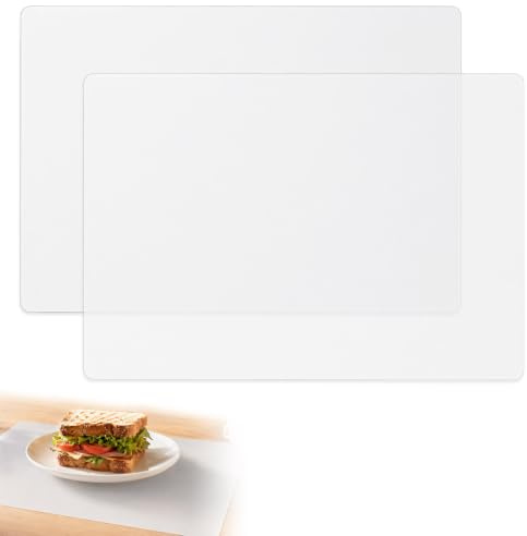 2PCS Clear Silicone Mats Non Slip Heat Resistant Placemats Wipeable Countertop Protector Pad for Kitchen Table Baking Pastry Crafts Bedside Tray, Small Plastic Mat 30x21cm
