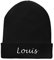 printplanet Beanie-Mütze mit Namen Louis Bestickt - Farbe Schwarz - personalisierte Mütze, Strickmütze, Namensstickerei