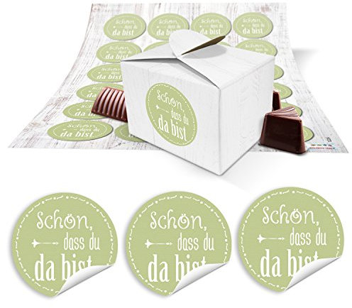 Logbuch-Verlag 24 kleine Gastgeschenk Schachteln weiß grün SCHÖN DASS DU DA BIST Hochzeit Geburtstag Kommunion Verpackung Gäste Geschenk