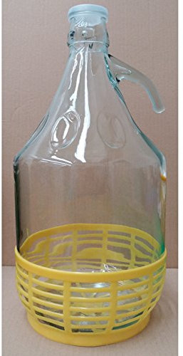 Dama damigiana fiasco vetro 5 litri tappo pressione cesta in plastica