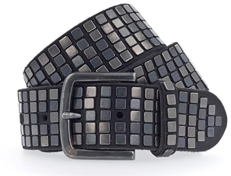 b.belt Leder Gürtel 40 mm Full Leather Belt with Mixed Rivets W100 Black schwarz