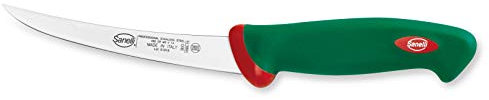 Sanelli Premana Professional Coltello Disosso Curvo Stretto, Acciaio Inossidabile, Verde/Rosso