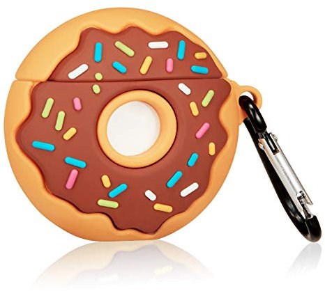 Jowhep Hülle für AirPods Pro Schutz Weiches Silikon AirPod 3/Pro Ladeabdeckung Karikatur Niedlich Haut Mädchen Frauen Fall Zubehör Schlüsselbund Mode Lustige Air Pods 3 Fälle Brown Donuts