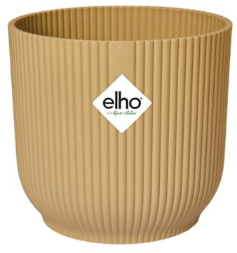 Elho Vibes Fold Round 16 -Vaso per Piante da Interno - Ø 16.1 x H 14.8 cm - Giallo/Butter Yellow