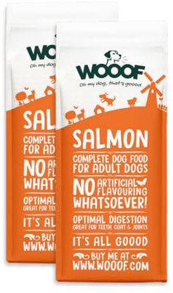 WOOOF Lachs 28kg kaltgepresstes Hundefutter mit Fisch | Trockenfutter, natürlichen Zutaten, Lachsöl & Ohne Weizengluten