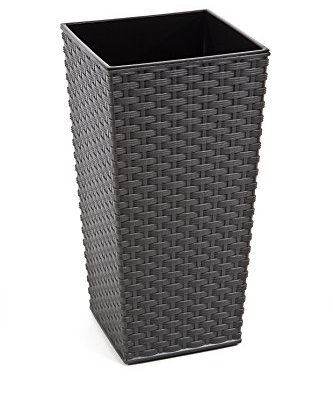 Gordanluk Tall planter rattan plant pot Designed Flowerpot with plant riser extra large plant pots indoor plant pots outdoor flower pot (Grey, 25 x 46.5 cm)