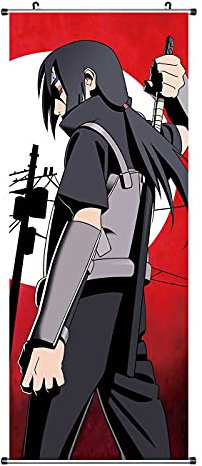 CosplayStudio Großes Naruto Rollbild/Kakemono aus Stoff | Poster 100x40cm | Motiv: Itachi Uchiha Sunrise
