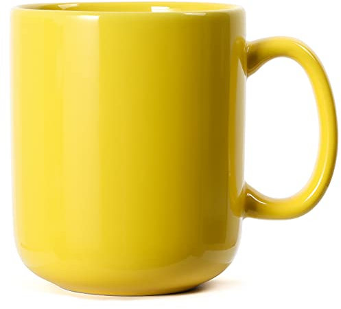 Smilatte 600ml groß Tasse, M016 einfache Keramik Porzellan Boss Kaffeetasse Becher mit Griff für Papa Männer, gelb