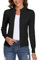 Aottori Black Cardigans for Women UK Long Sleeve Zip Up Knit Cardigans Lightweight Knitwear Outwear Stand Up Solid Casual Jumper Black XXL