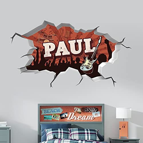 vr70 tjapalo® 3D Wandtattoo Kinderzimmer junge Namen Wandtattoo Jungen Wandaufkleber Cooles Wandbild Kinderzimmer jungen mit Namen, Größe: B100xH58cm, Farbe: Party