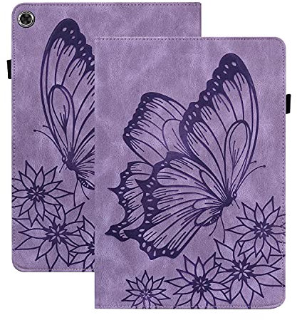 Rosbtib Custodia per Lenovo Tab M10 HD (2nd Gen)10.1 TB-X306X/ TB-X306F, PU Pelle Flip Cover con Funzione Stand Rilievo Vintage Farfalla Custodia per Lenovo Tab M10 2020 Gen 2 - Viola