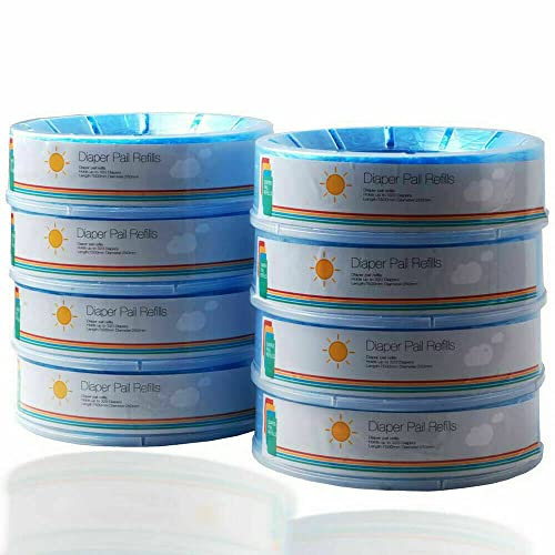 ALETO Pack of 8 Nappy Bin Refill Cassettes Compatible with AngelCare and Litter Locker diaper disposal systems