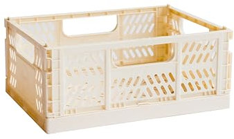 3 Sprouts - Klappboxen Faltbar Stabil - Medium, Stapelbare und Robuste Aufbewahrungslösung für Zuhause und Auto - Creme
