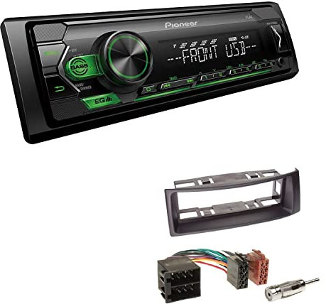 Pioneer MVH-S120UBG 1-DIN Autoradio mit grüner Beleuchtung und USB kompatibel mit Android-Smartphones inkl. Einbauset passend für Renault Megane I Megane Scenic bis 2003 schwarz