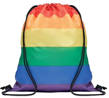 noTrash2003 Regenbogen Gymbag Gym Bag Turnbeutel Rucksack Fitness Tasche Sportbeutel mit Kordelzug 46 cm x 42 cm im LGBT Design Toleranz zeigen (5 Stück)