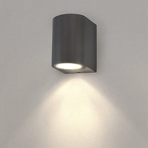 Ledvion - LED Wandlampe, 4.5W, 2700K, IP54, Anthrazit & Rund, GU10 Spot